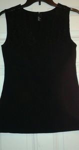 H&M V-neck Sleeveless Top with Lace Like Detail
